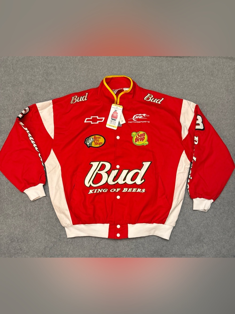 NASCAR #8 Character Patch Moto Jacket Budweiser Women’s Medium Red White